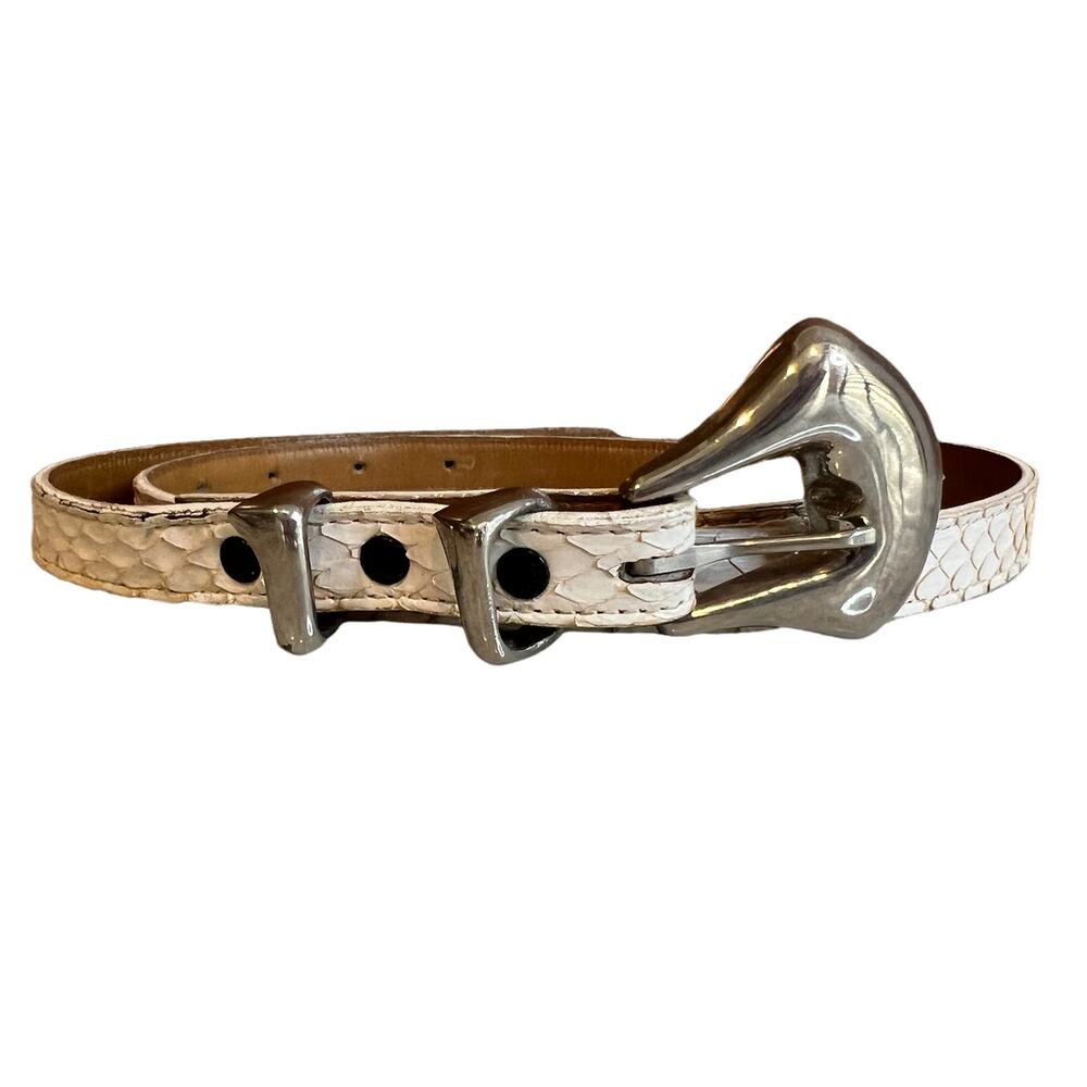 Vintage White genuine snakeskin skinny belt Apple NY